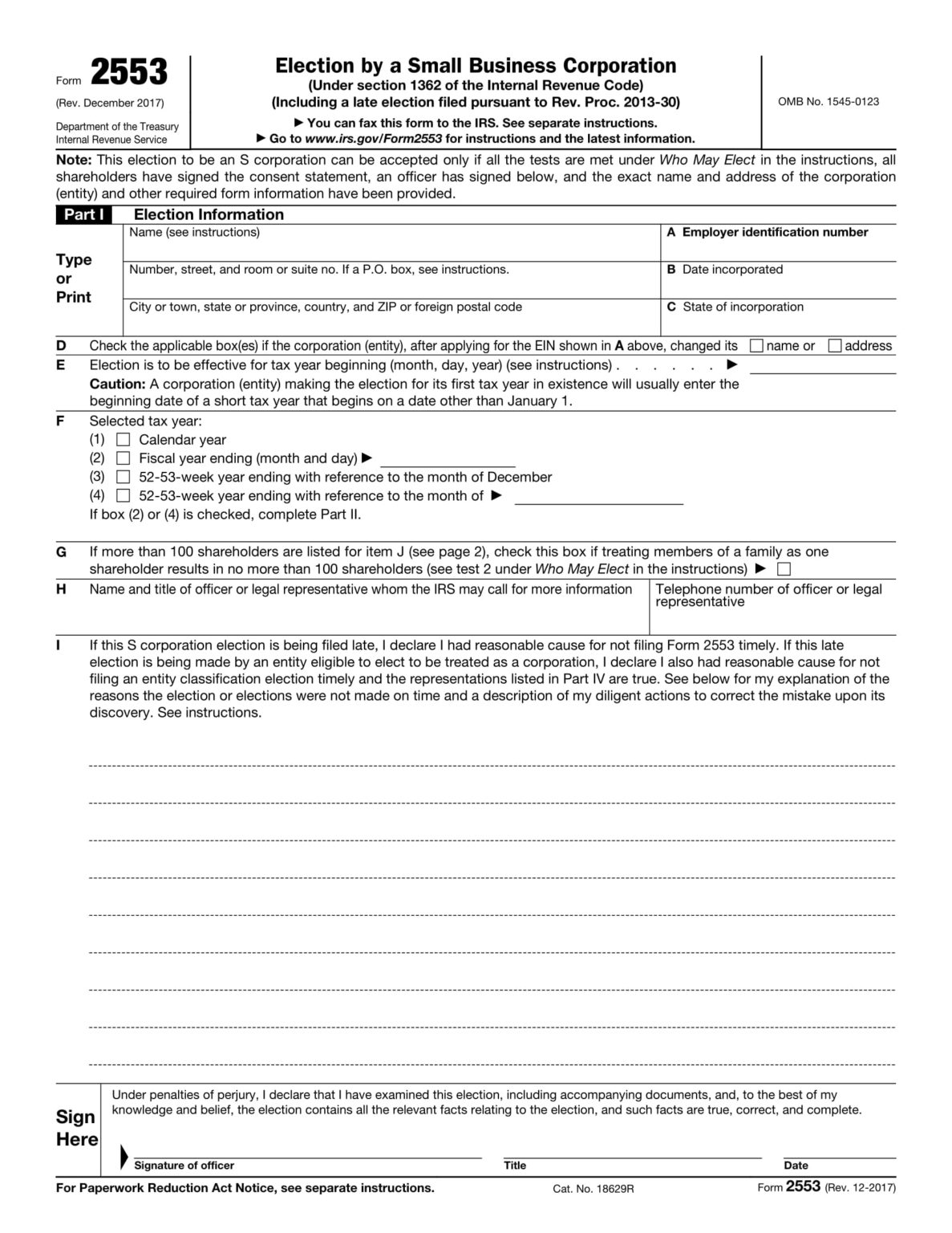 how do i fill out form 2553